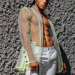 Transparent blazer for men gay fashion