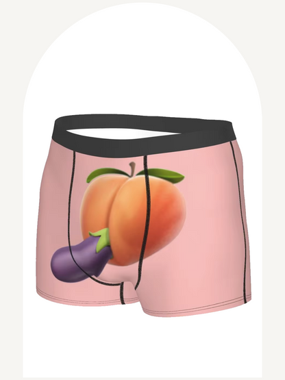 Peach and eggplant emojis boxer briefs