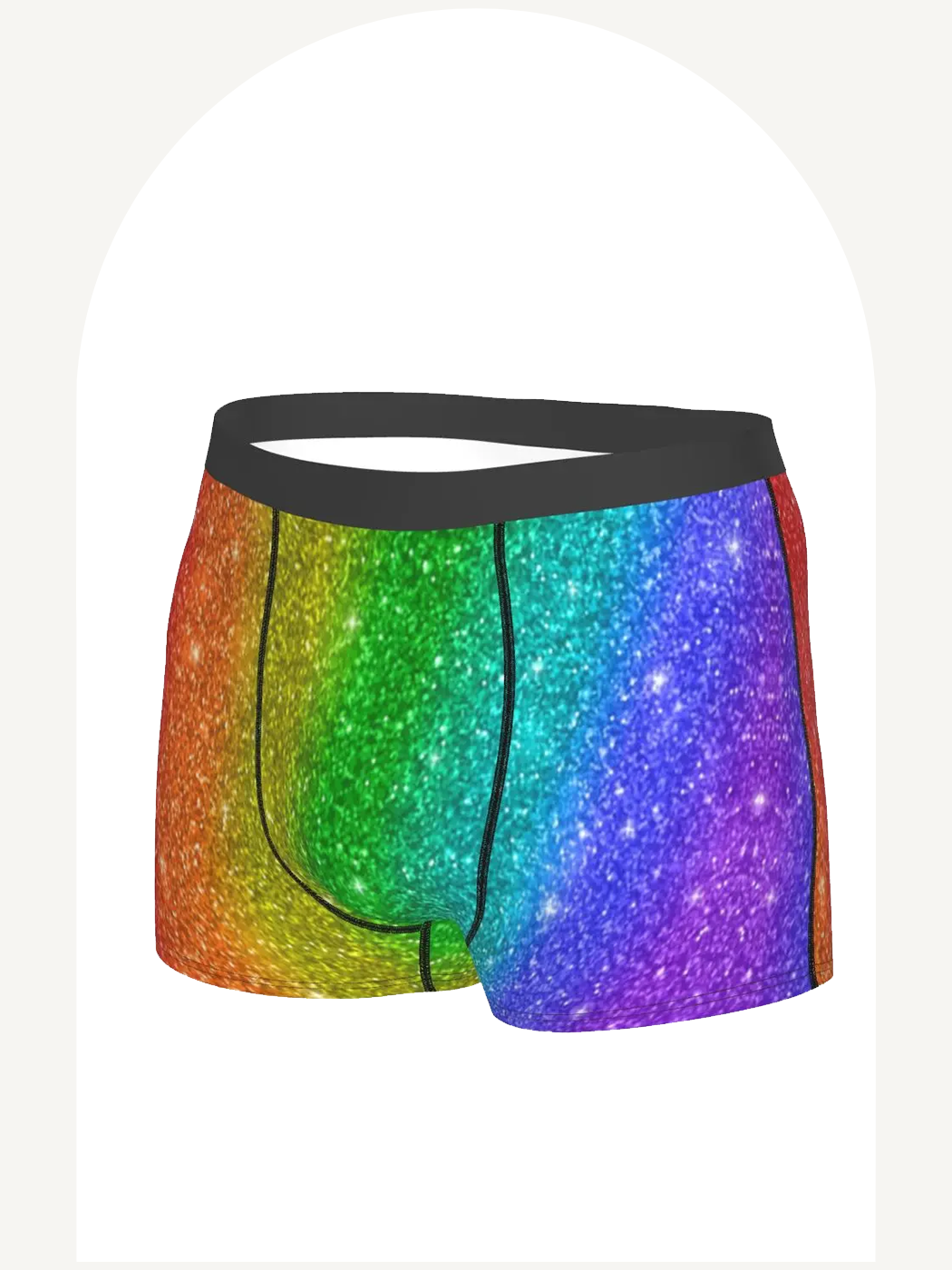 Glitter print LGBT rainbow boxer briefs