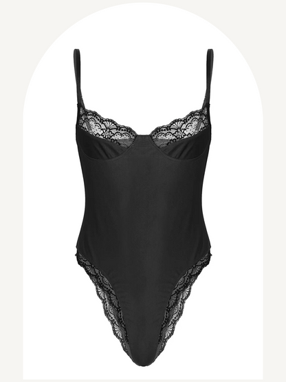 Men's lace trimming bodysuit