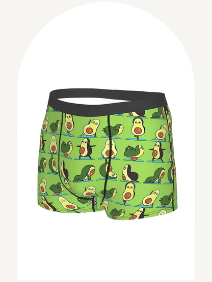 Cartoon avocado yoga boxer briefs