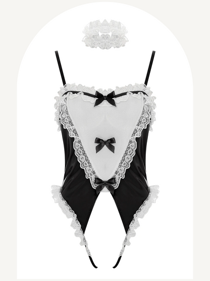Maid bunny bodysuit with ruffled choker