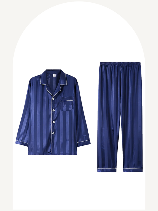 Ensemble pyjama chemise et pantalon en satin pour homme