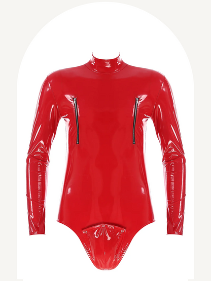 Patent leather bodysuit for men