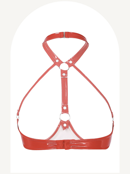 Latex open cup lingerie exotic bra top