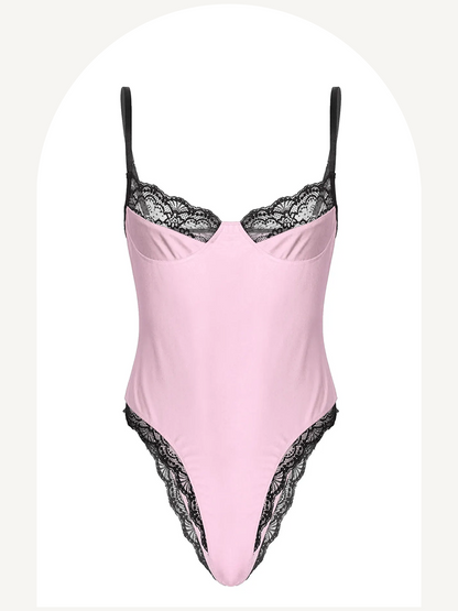 Men's lace trimming bodysuit