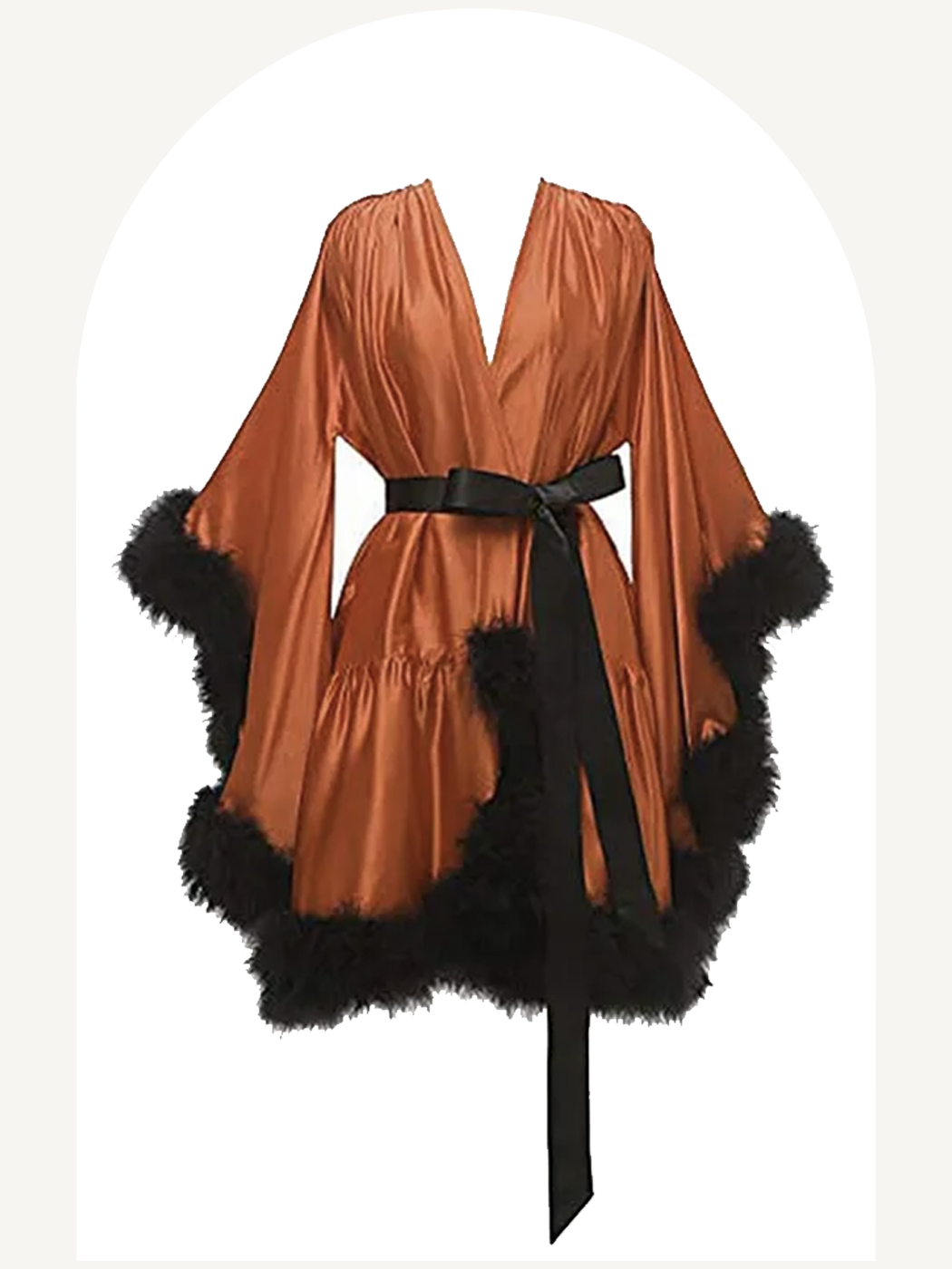 Feather fur and satin robe