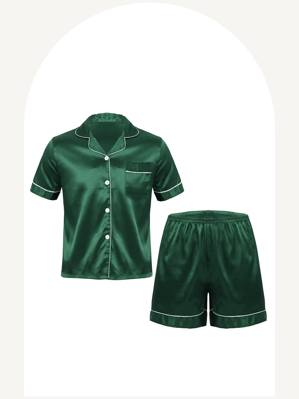 Satin buttoned down shirt and boxer shorts pajamas