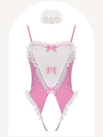 Maid bunny bodysuit with ruffled choker