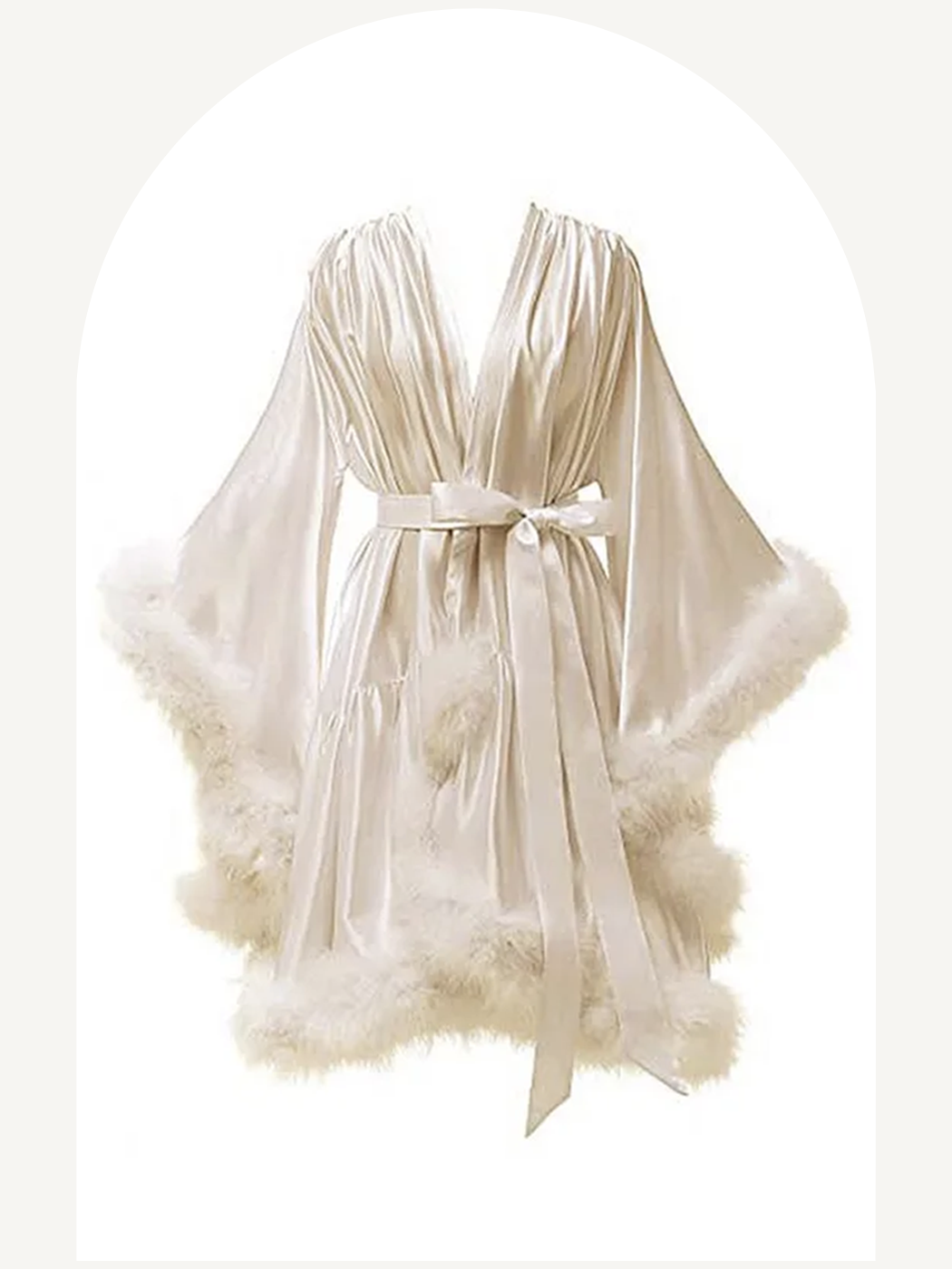 Feather fur and satin robe