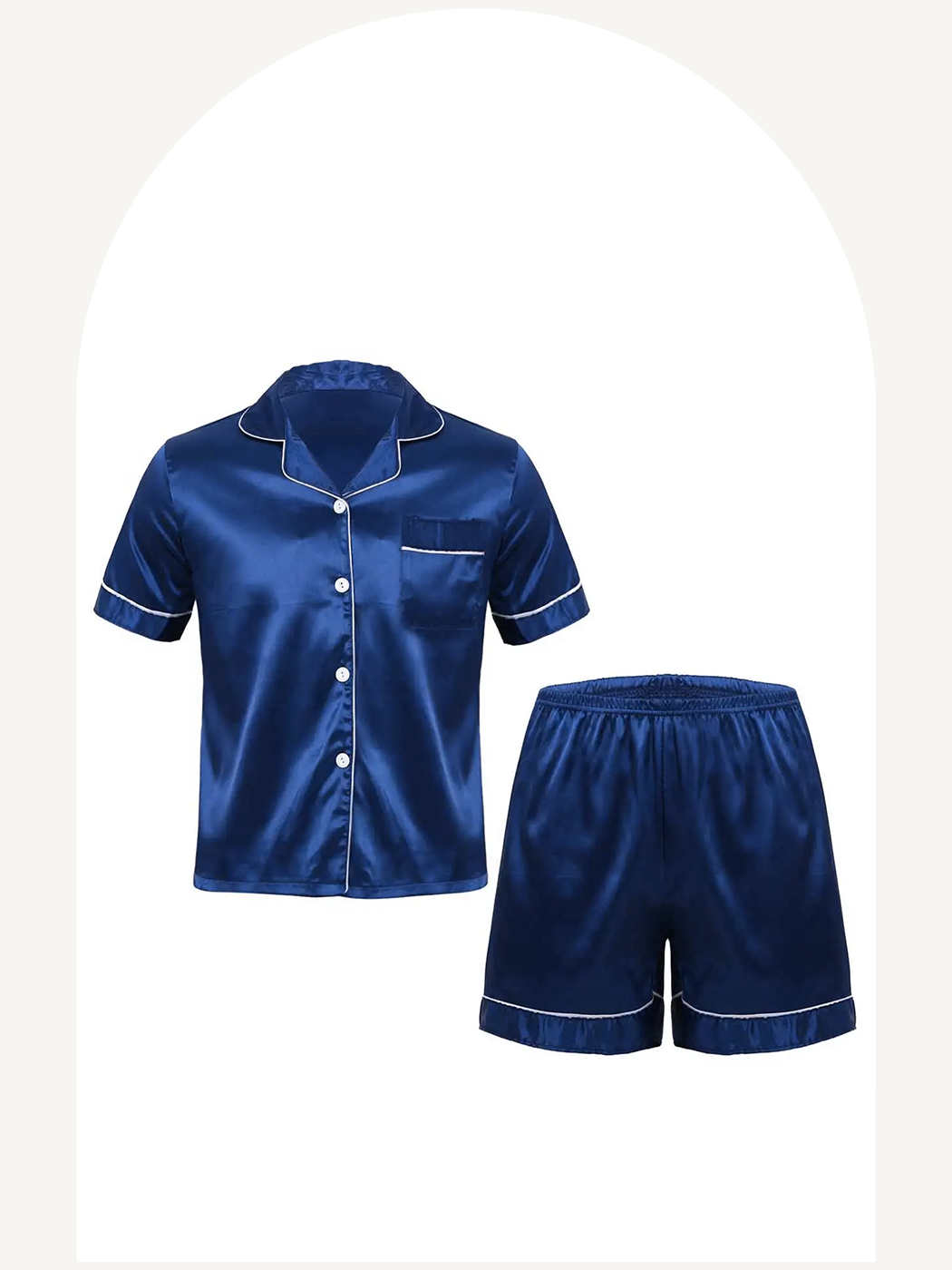 Satin buttoned down shirt and boxer shorts pajamas