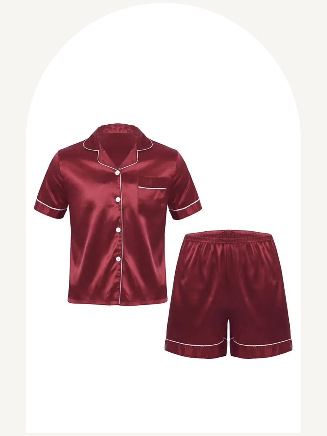 Satin buttoned down shirt and boxer shorts pajamas