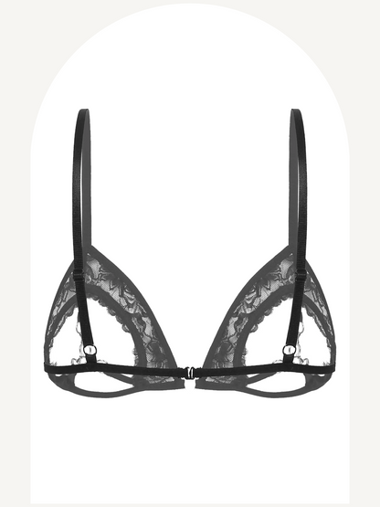 Lace open cup bra