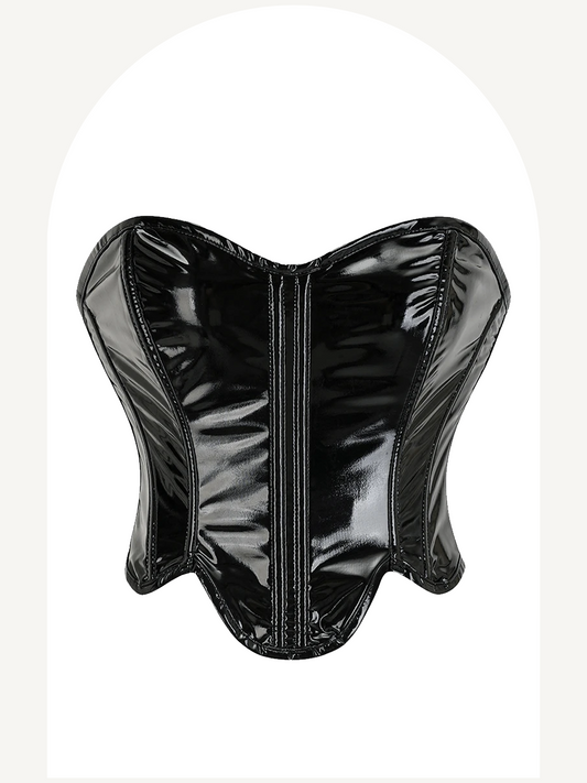 Black patent leather corset