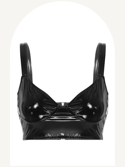 Patent leather bra