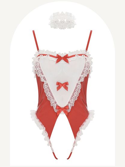 Maid bunny bodysuit with ruffled choker