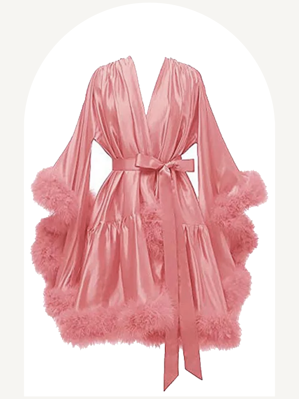 Feather fur and satin robe