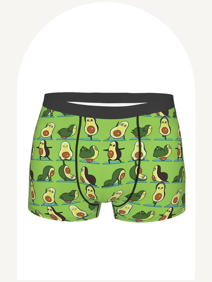 Cartoon avocado yoga boxer briefs