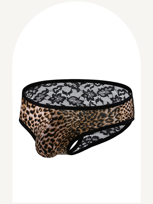 Leopard briefs with lace