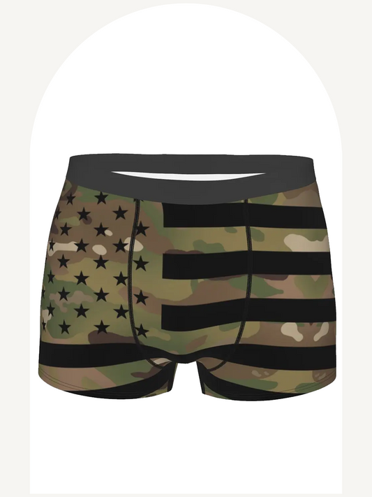 Custom novelty U.S. flag military camouflage boxer briefs